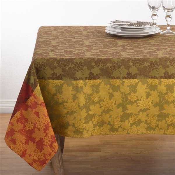 Saro Lifestyle SARO 1221.M70S 70 in. Square Fall Foliage Autumn Leaves Design Jacquard Cotton Tablecloth  Multi Color 1221.M70S